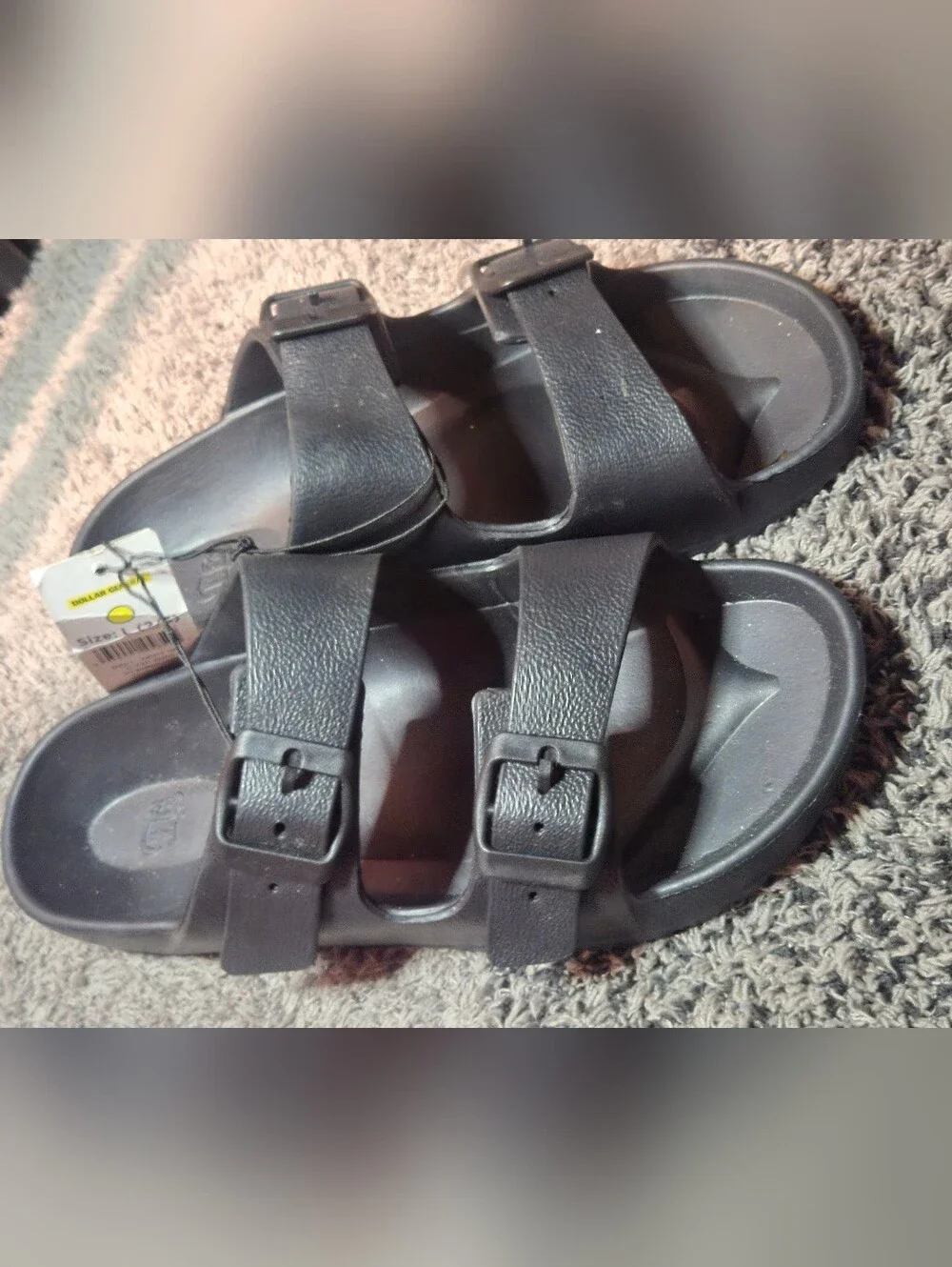 NWT OT Revolution Boys Double Buckle Slides in Black - Large 2/3